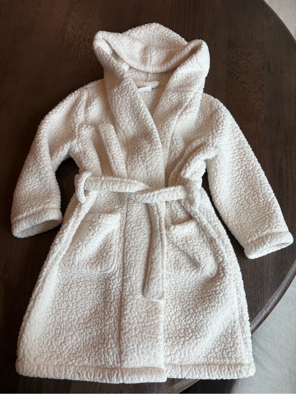 Pottery Barn Kids Cozy Hooded Sherpa Robe - Cream